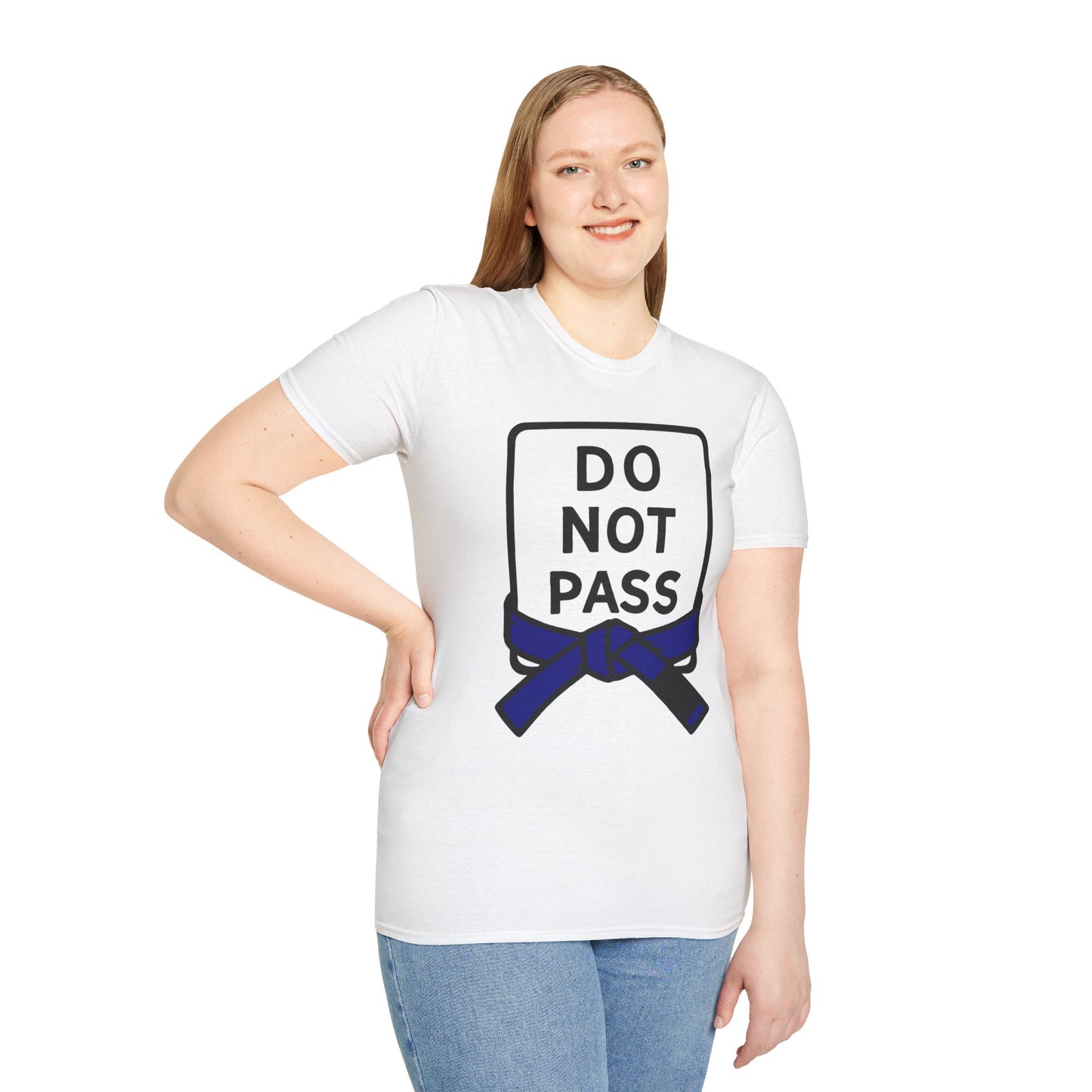 Do Not Pass - Blue Belt (Unisex Softstyle T-shirt)